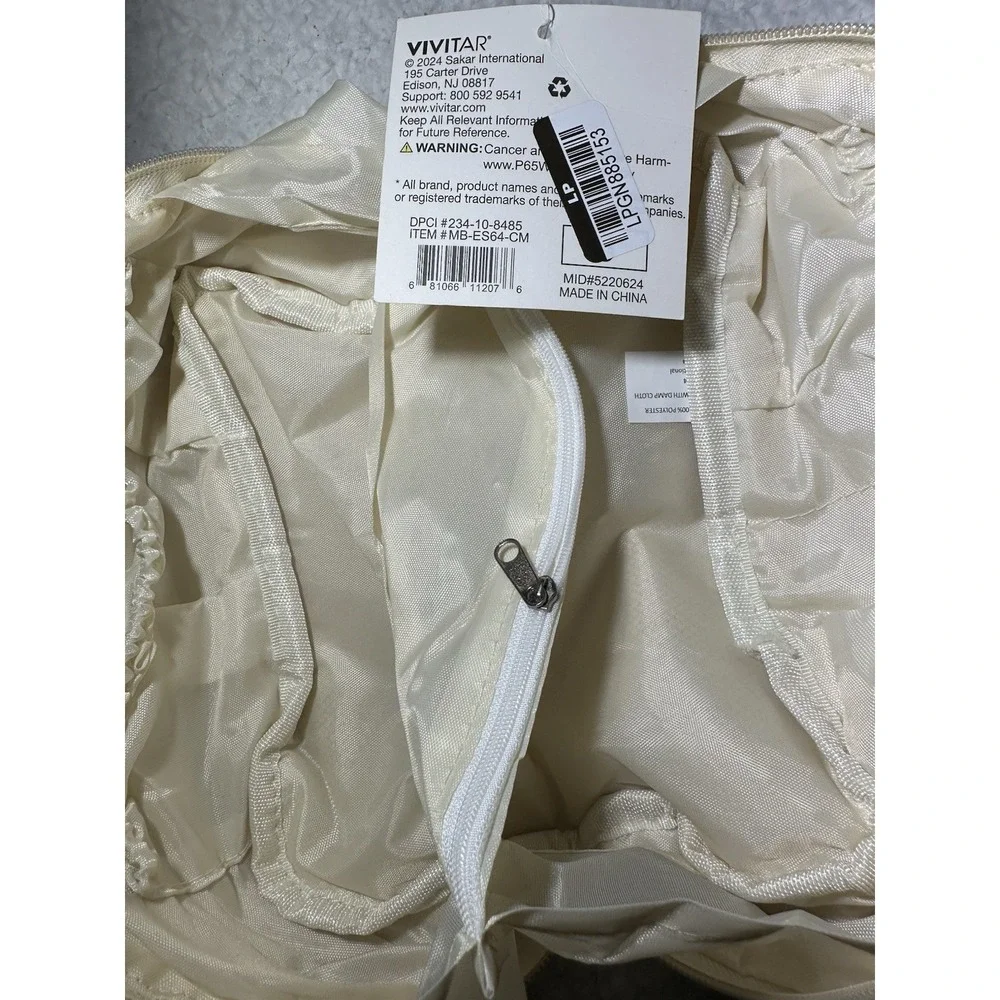 Qty 4-Vivitar Cosmetic Pouch Bag Beige Fleece Fluffy 8x4x5 NWT‎